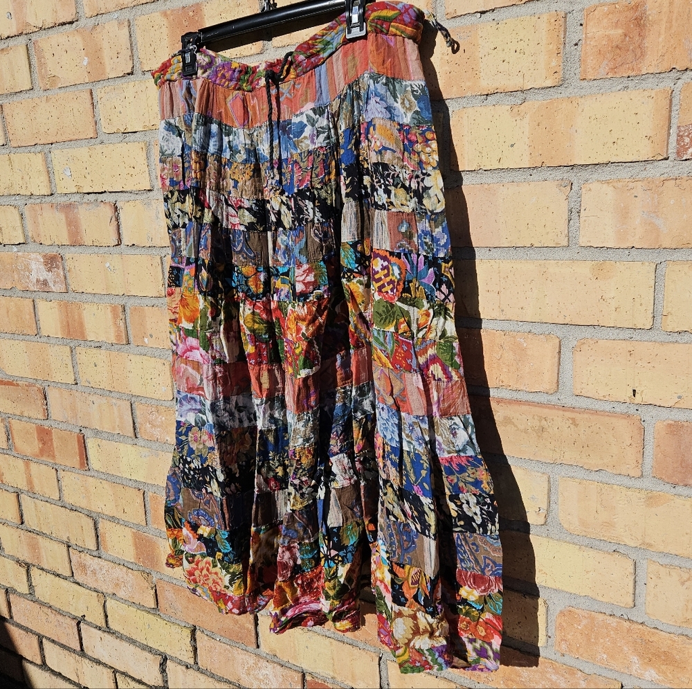 Floral Patchwork Maxi Skirt